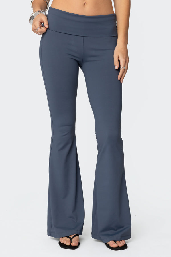 Edikted Jayna Fold Over Leggings Blue