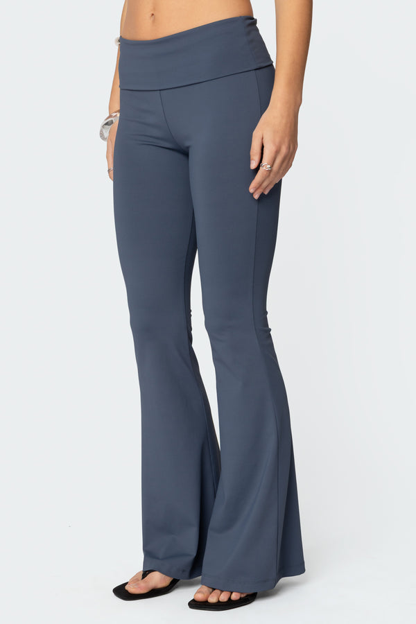 Edikted Jayna Fold Over Leggings Blue