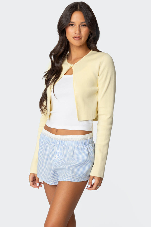Edikted Jayne Split Front Knit Cardigan Yellow