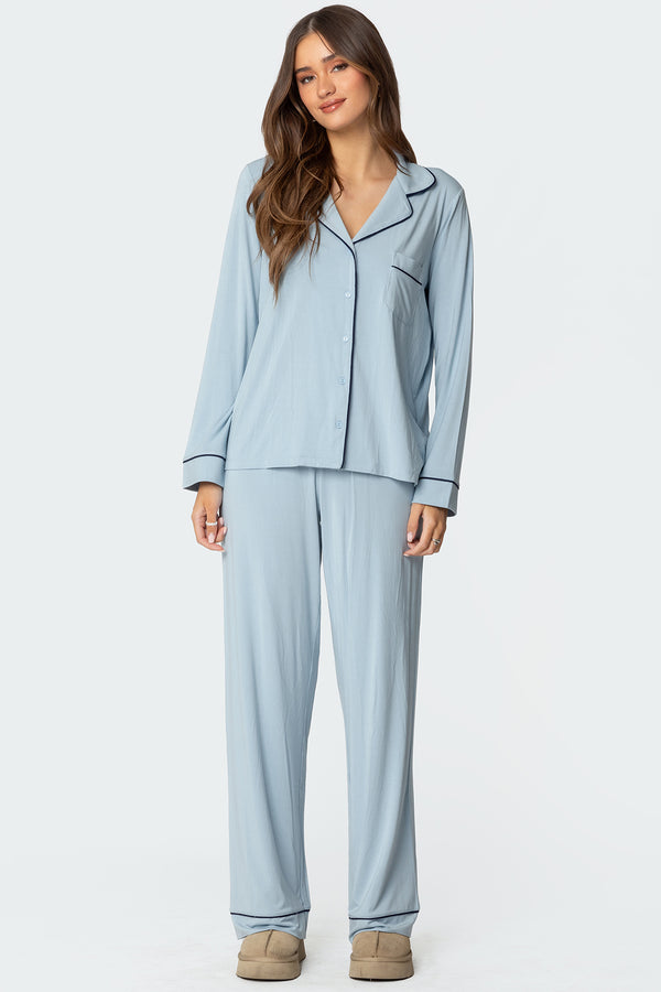 Edikted Jeanette Button Up Shirt Light Blue