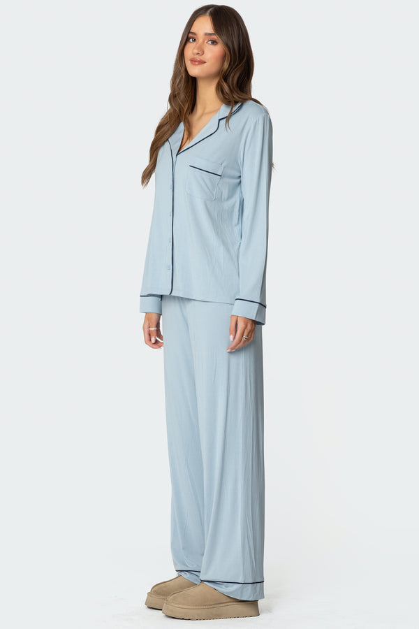 Edikted Jeanette Button Up Shirt Light Blue