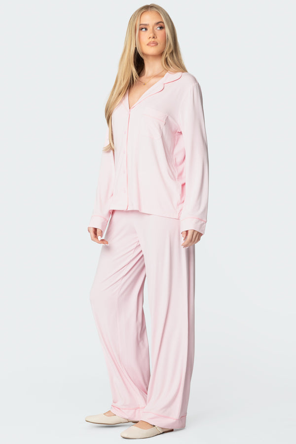 Edikted Jeanette Button Up Shirt Light Pink