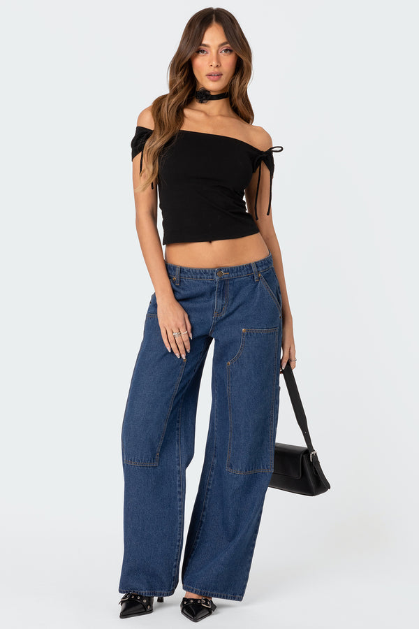 Edikted Jess Off Shoulder Top Black