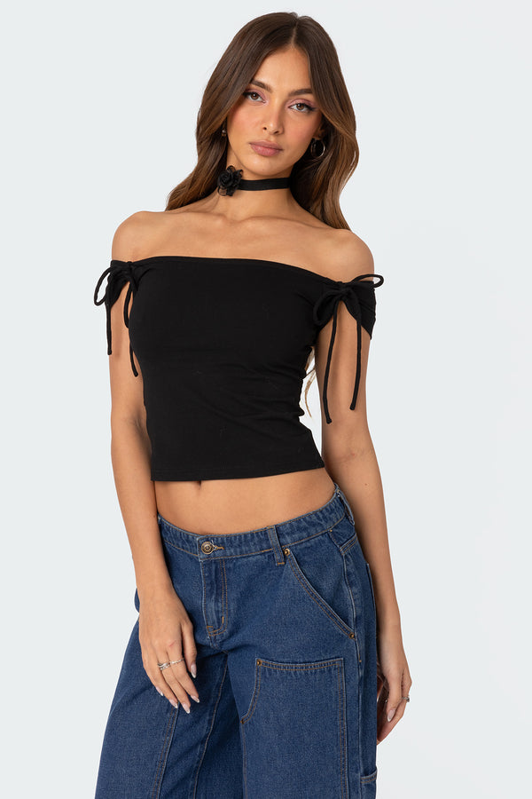 Edikted Jess Off Shoulder Top Black
