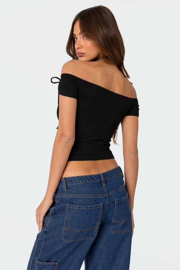 Edikted Jess Off Shoulder Top Black