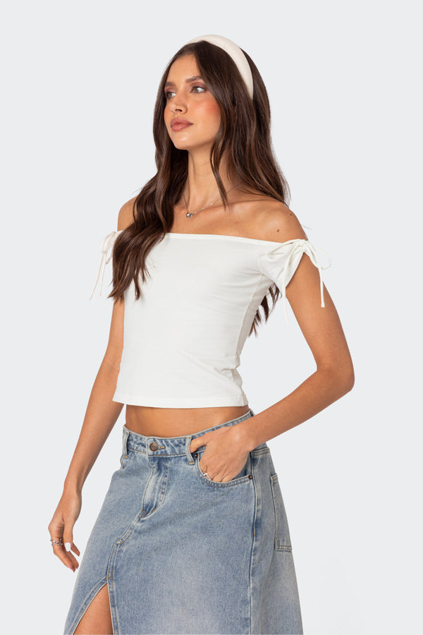 Edikted Jess Off Shoulder Top White