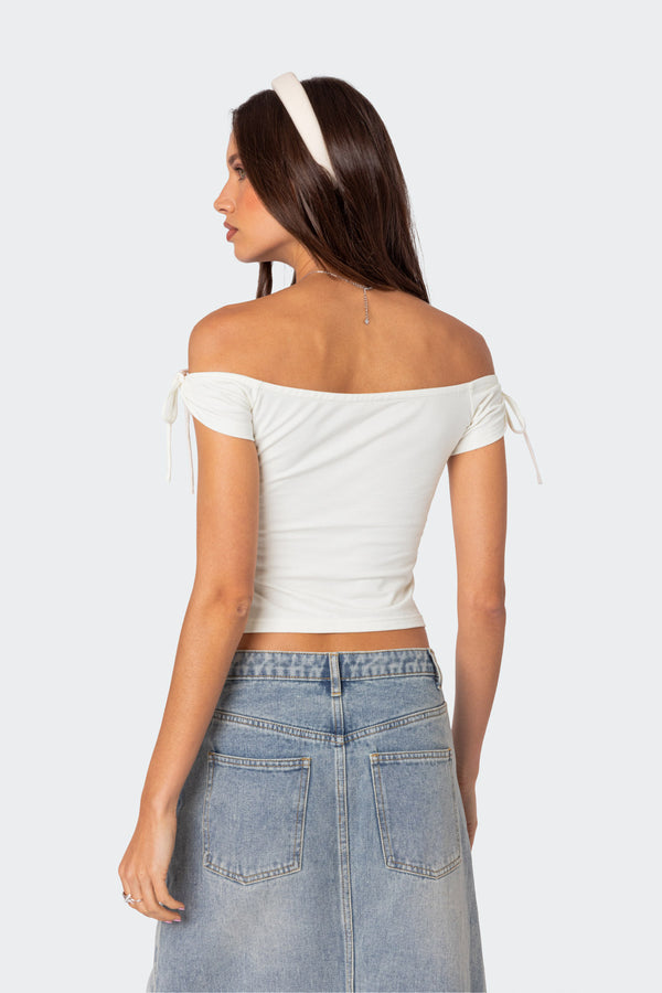 Edikted Jess Off Shoulder Top White
