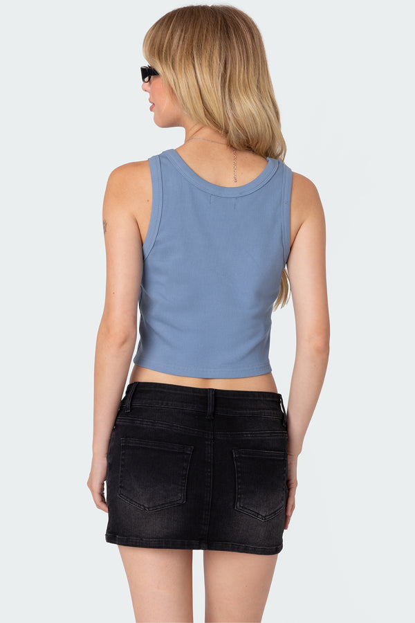 Edikted Jessa Ribbed Tank Top Blue