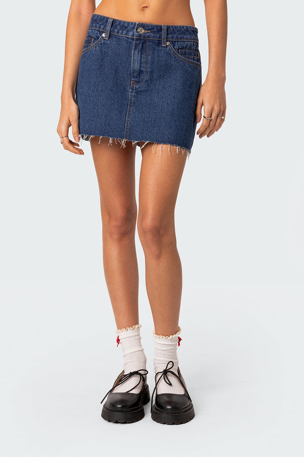edikted Jessie Denim Mini Skirt blue washed