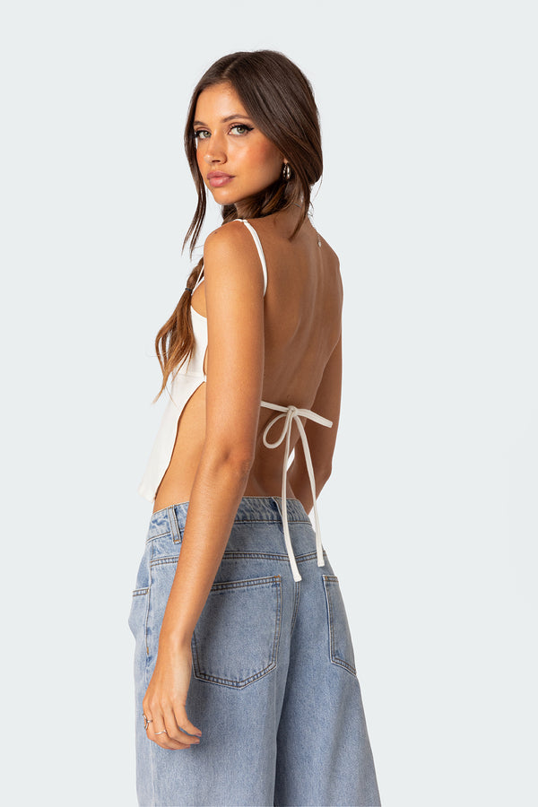 Edikted Jinx Open-Back Top White