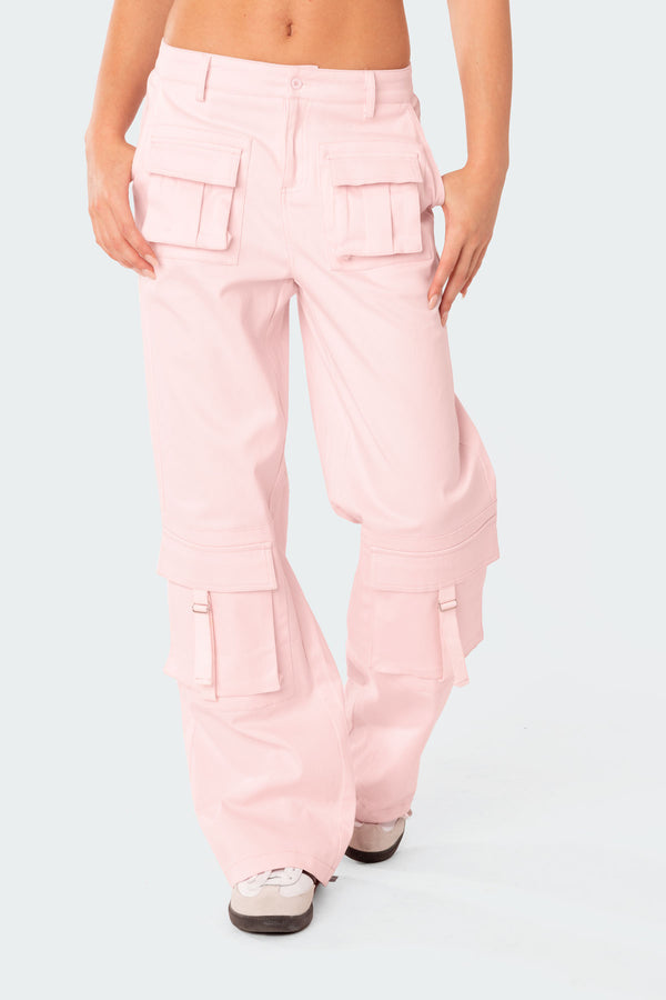 Edikted Joan Low Rise Cargo Pants Light Pink