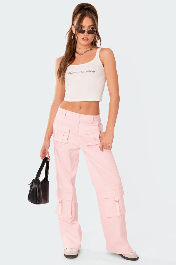 edikted Joan Low Rise Cargo Pants light pink