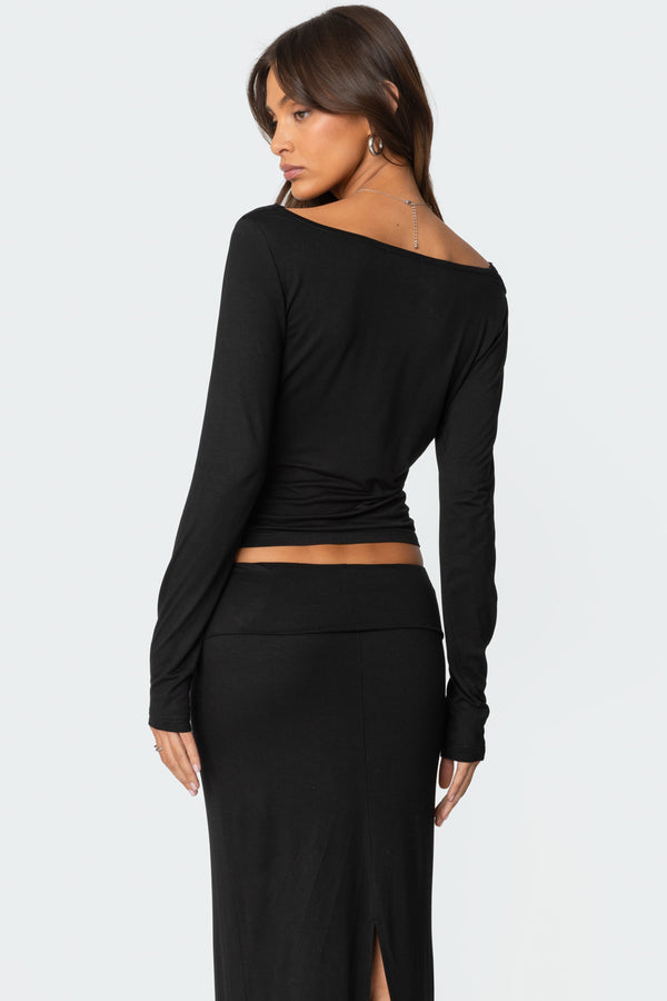 Edikted Johanna Cowl Neck Top Black