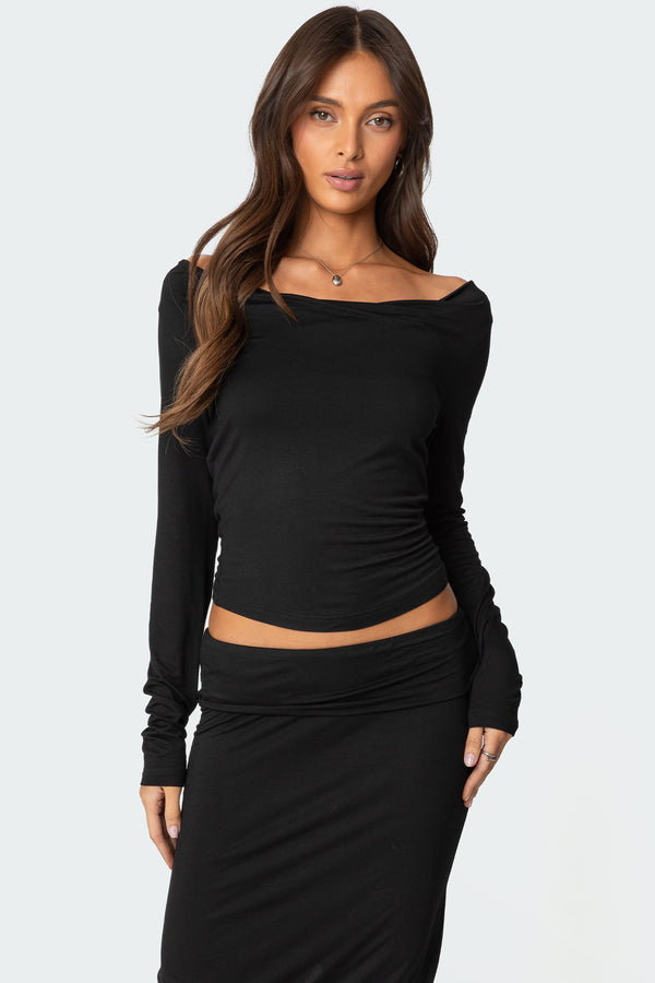 edikted Johanna Cowl Neck Top black