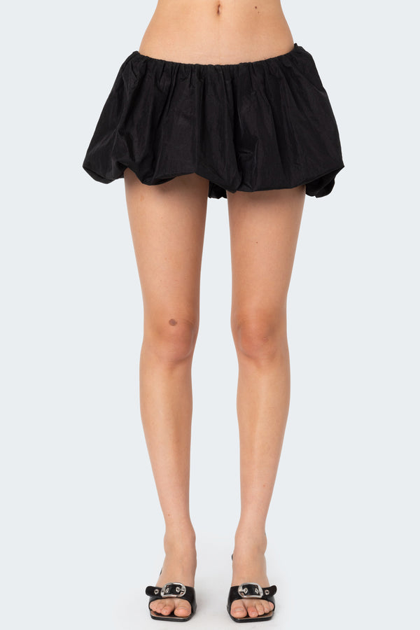 Edikted Jora Nylon Bubble Mini Skirt Black