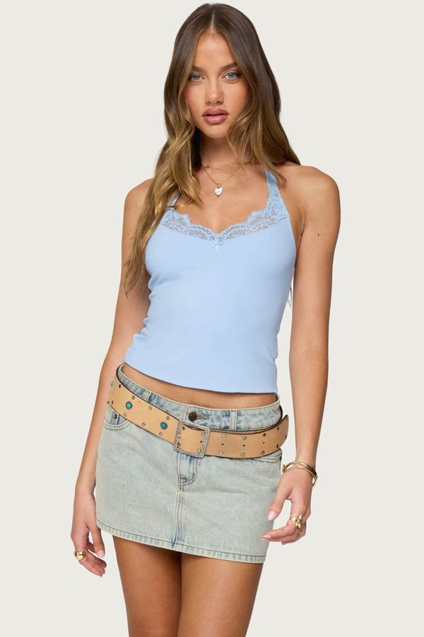 edikted Jordie Lacey Halter Top light blue