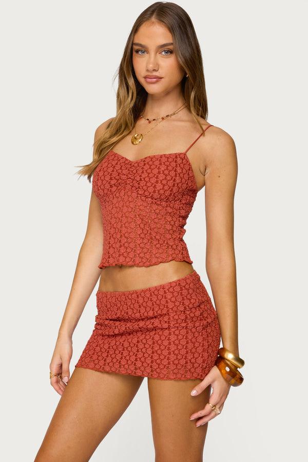 Edikted Josephina Textured Floral Tank Top Hamra