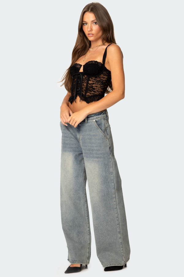 Edikted Josslyn Sheer Lace Corset Black