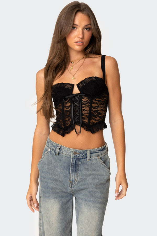 edikted Josslyn Sheer Lace Corset black