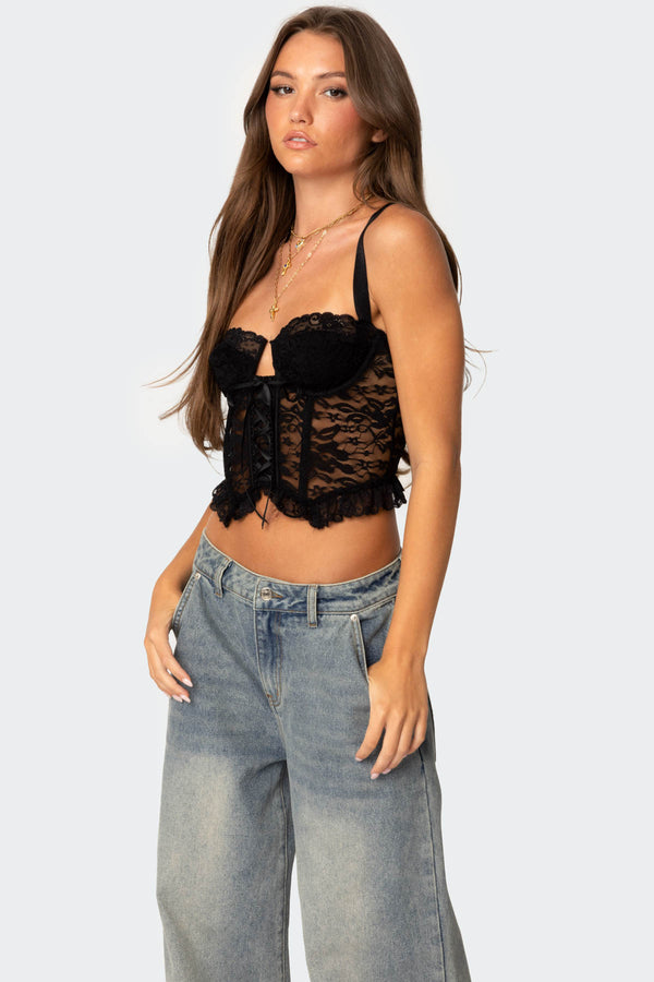 Edikted Josslyn Sheer Lace Corset Black