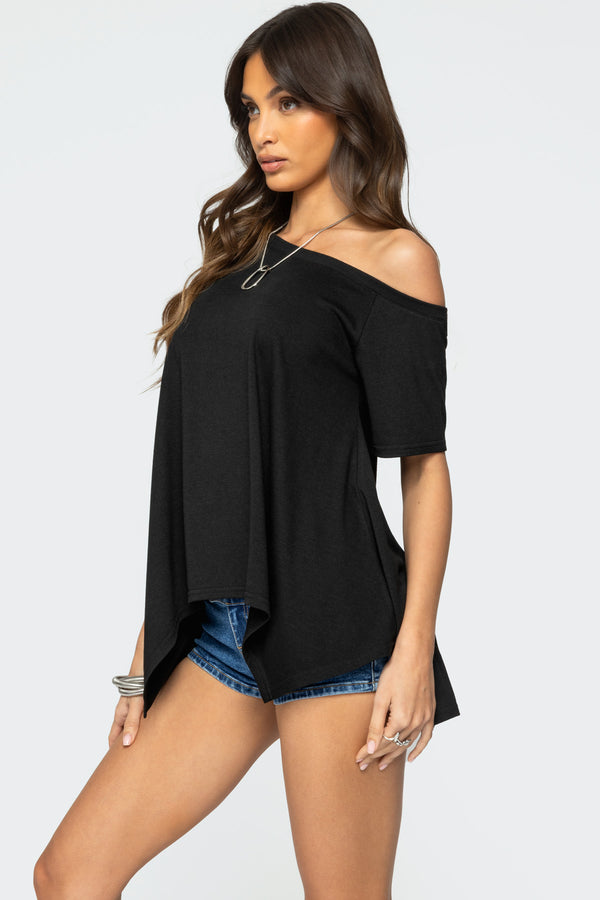 Edikted Josy Off Shoulder Handkerchief Top Black