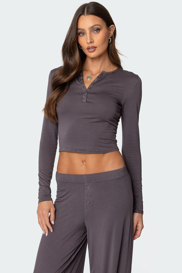 edikted Kait Henley Top gray