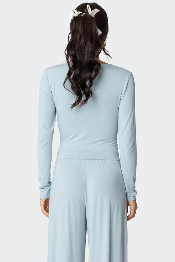 Edikted Kait Henley Top Light Blue