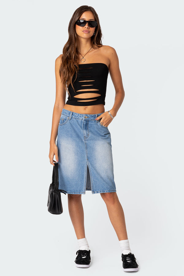 Edikted Kalista Slashed Tube Top Black