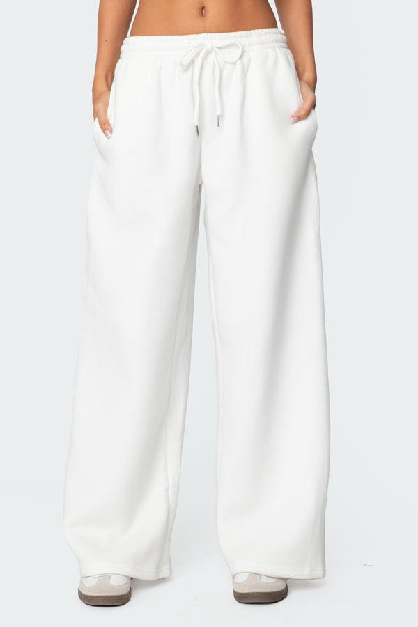 Edikted Kamari Low Rise Wide Sweatpants White