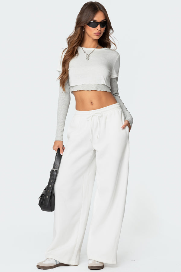edikted Kamari Low Rise Wide Sweatpants white