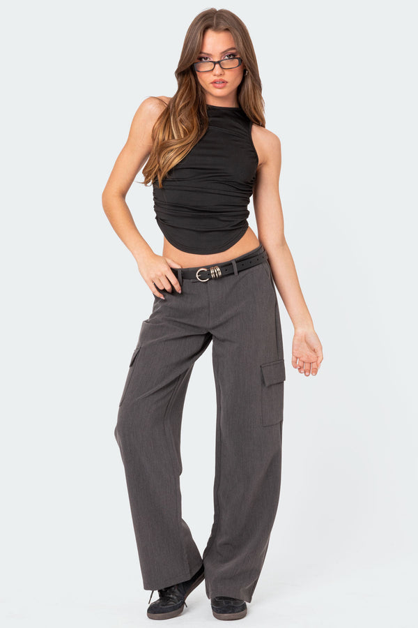 Edikted Kamilla Ruched Top Black