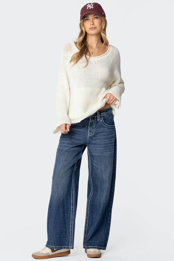 Edikted Kangaroo Pocket Oversized Knit Top Cream