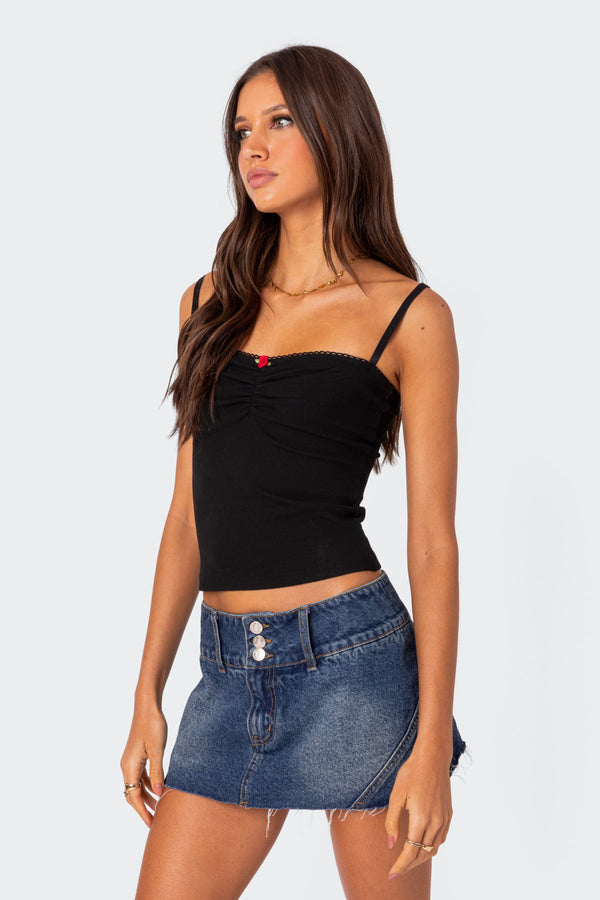Edikted Karlee Ribbed Tank Top Black