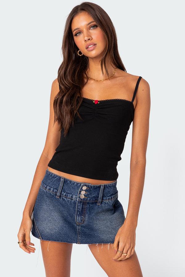 edikted Karlee Ribbed Tank Top black