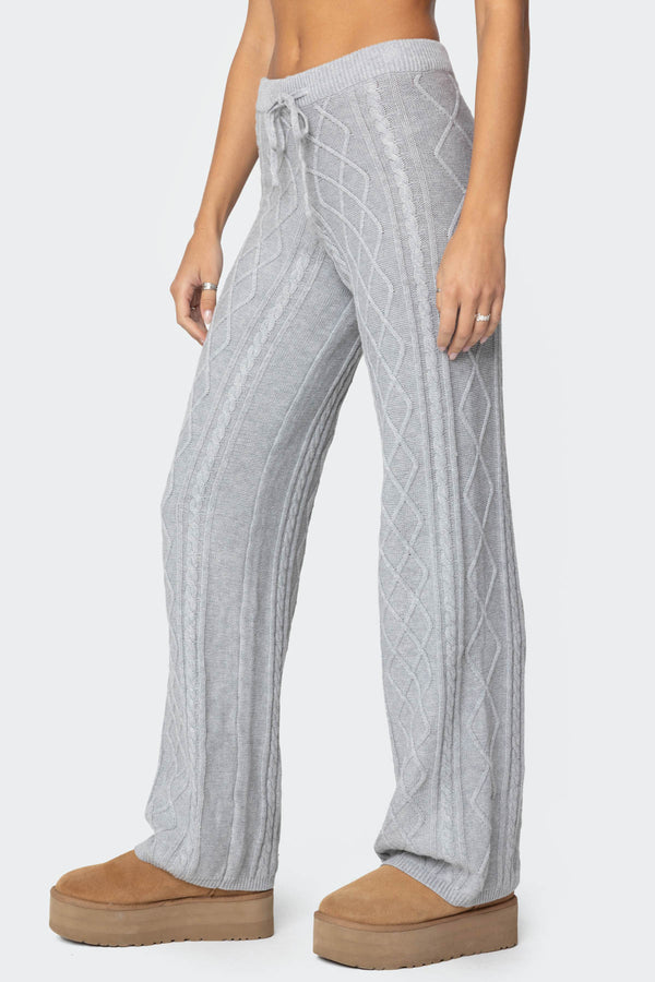 Edikted Kasey Cable Knit Pants Gray