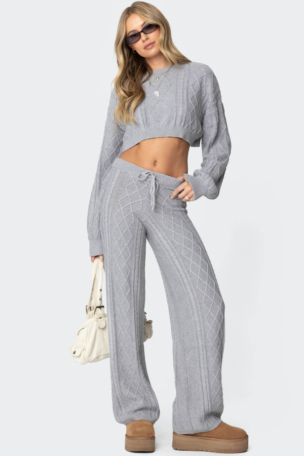 edikted Kasey Cable Knit Pants gray
