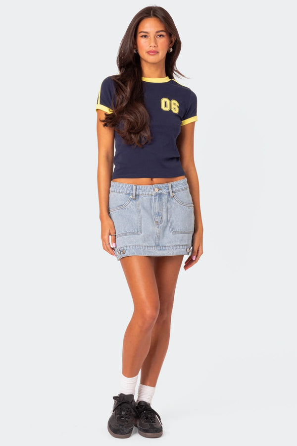 edikted Kassidy Contrast T Shirt navy