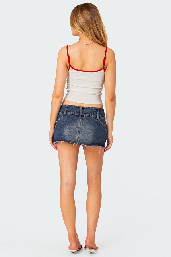 Edikted Kate Denim Micro Skort Dark Blue