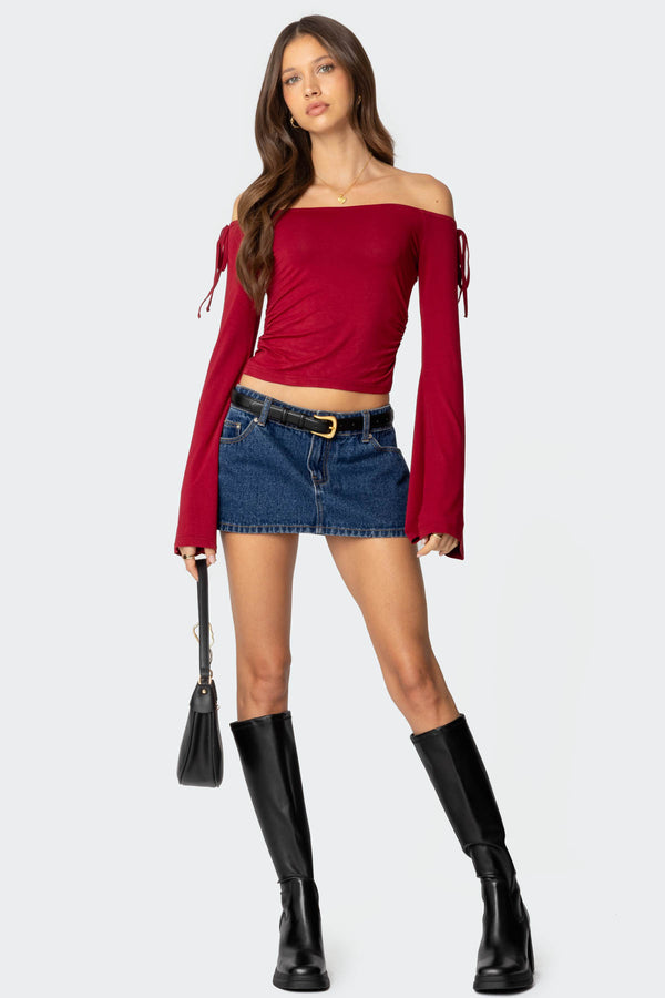 Edikted Keaghan Off Shoulder Top Burgundy