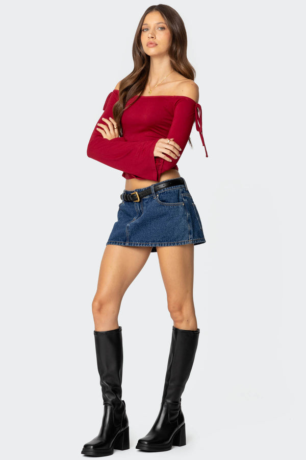 Edikted Keaghan Off Shoulder Top Burgundy