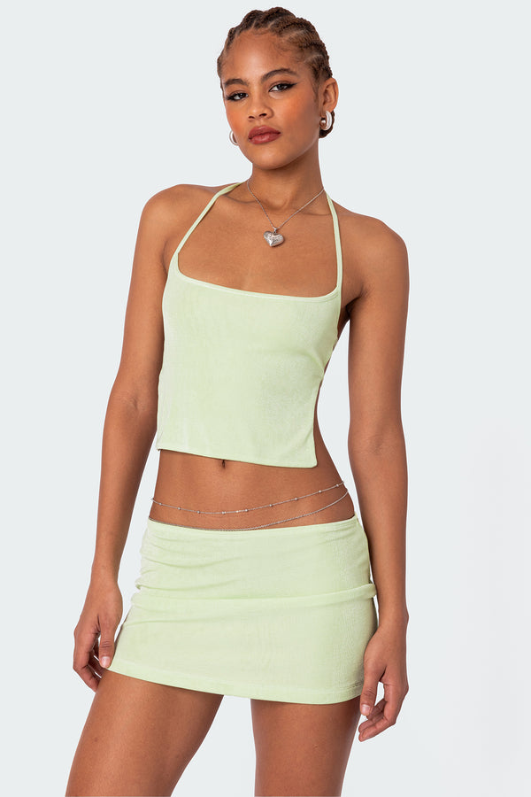 edikted Keke Tie Back Top sage