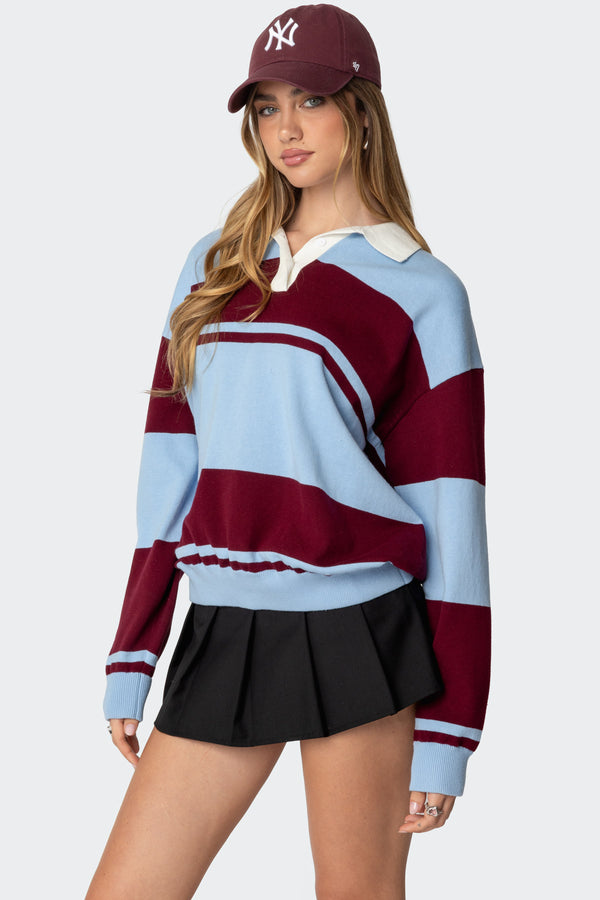 Edikted Kian Striped Polo Sweater Mix