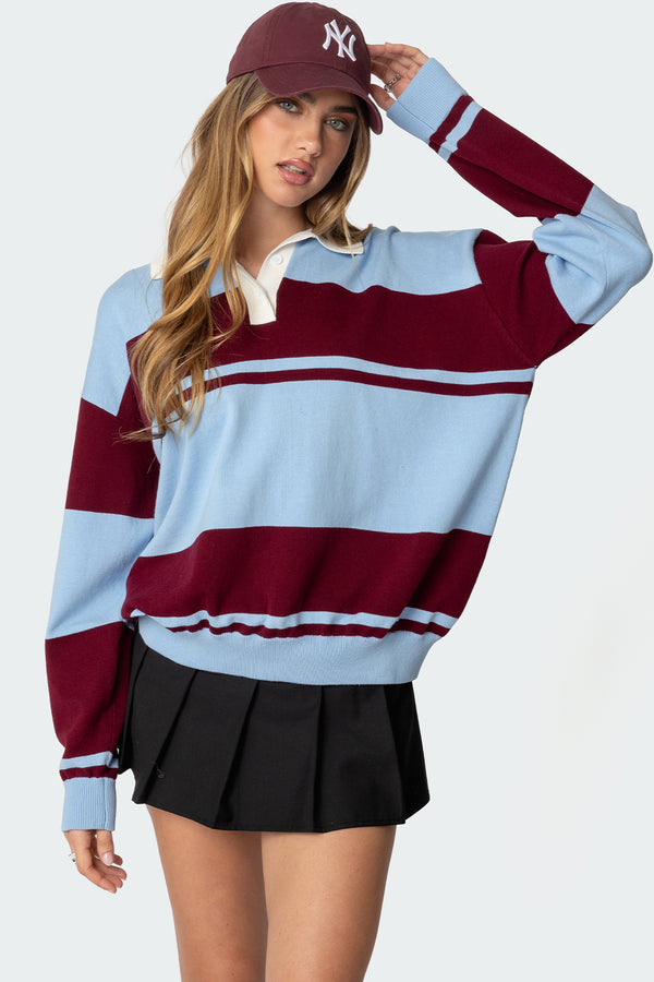 edikted Kian Striped Polo Sweater mix