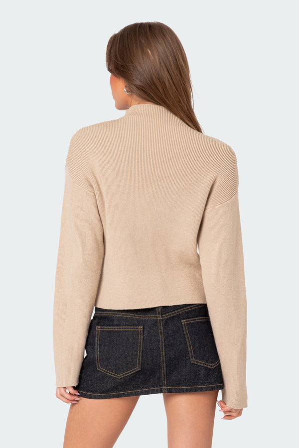 Edikted Kimberly Mock Neck Sweater Beige