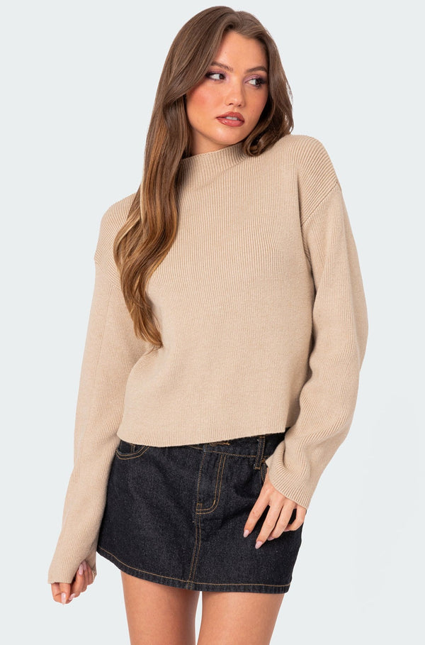edikted Kimberly Mock Neck Sweater beige