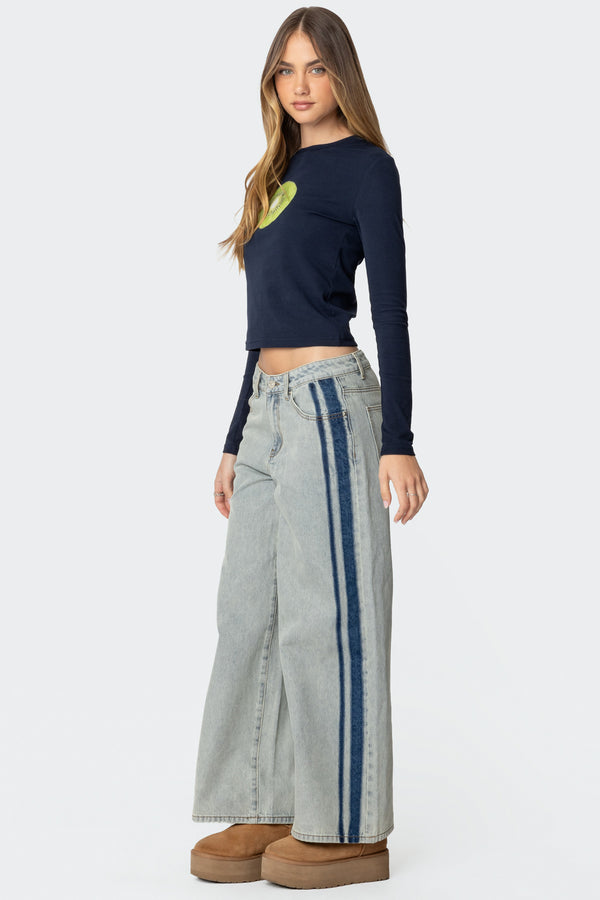 Edikted Kiwi Long Sleeve T Shirt Navy