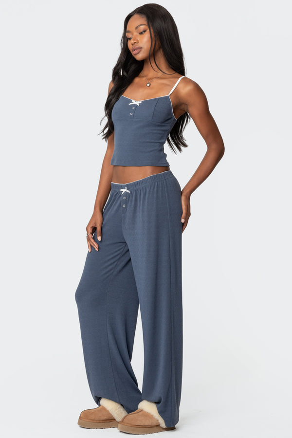 Edikted Kleo Pointelle Pants Navy