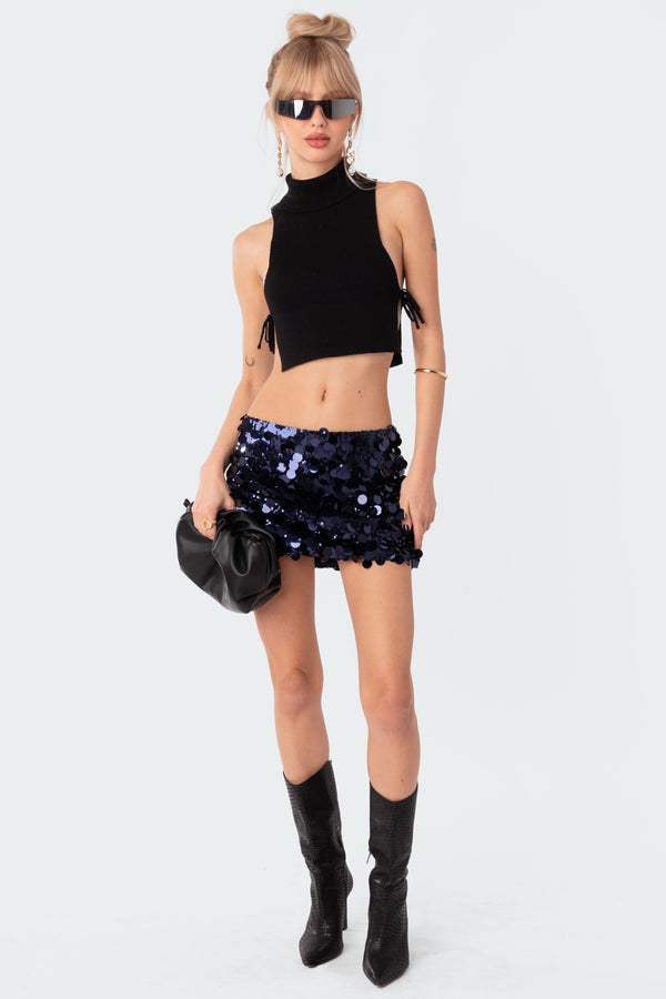 Edikted Knitted Side Lace-Up Top Black