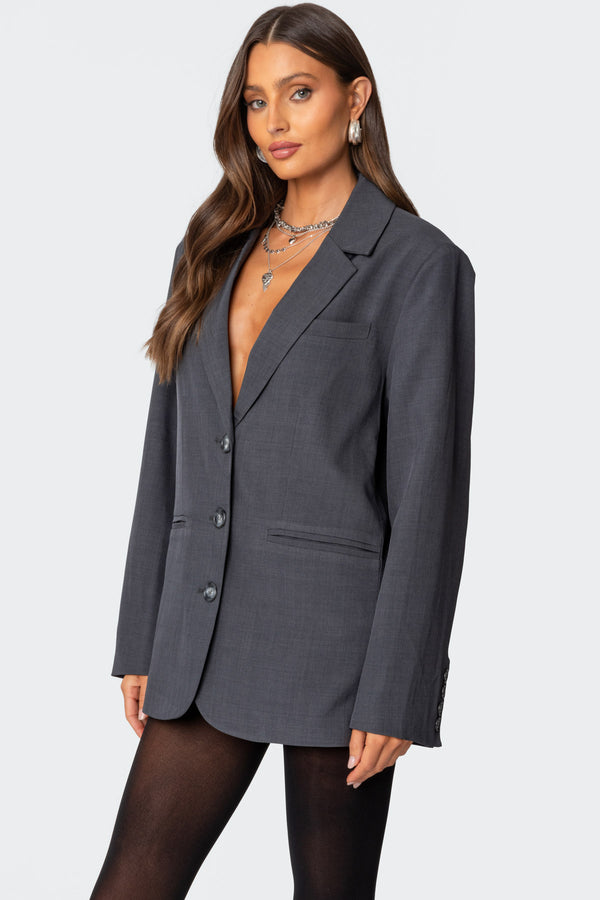 Edikted Kourtney Oversized Blazer Dark Gray