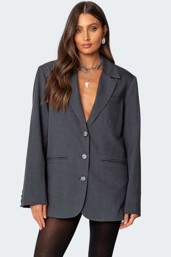 edikted Kourtney Oversized Blazer dark gray